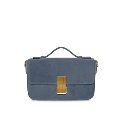 Apatchy London Women's Blue The Flora Top Handle Suede Bag
