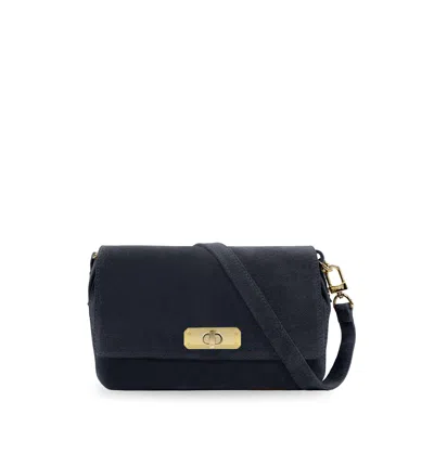 Apatchy London Women's Blue The Maisie Midi Navy Suede Bag