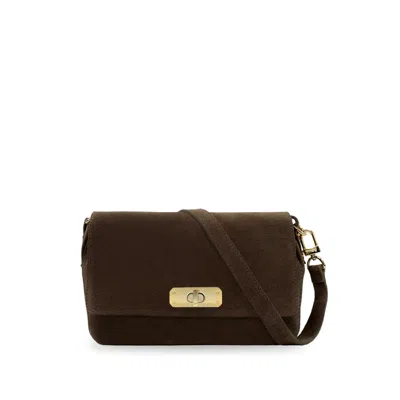 Apatchy London Women's Brown The Maisie Midi Chocolate Suede Bag