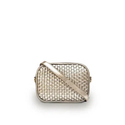 Apatchy London Women's Gold The Penelope Champagne Woven Leather Camera Bag