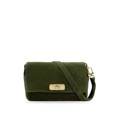 Apatchy London Women's Green The Maisie Midi Olive Suede Bag
