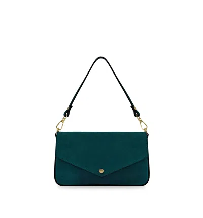 Apatchy London Women's Green The Munro Teal Suede Shoulder Bag