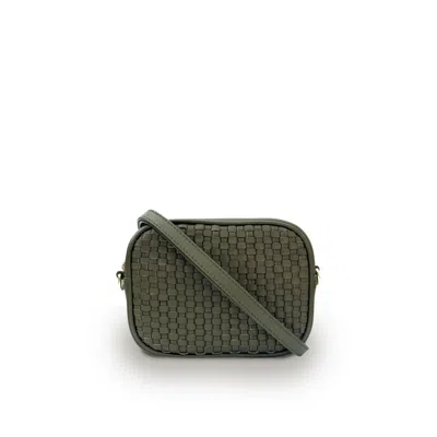 Apatchy London Women's Green The Penelope Olive Woven Leather Camera Bag