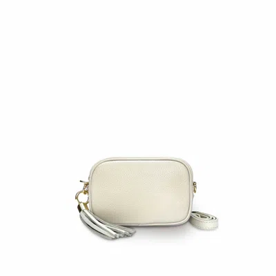 Apatchy London Women's Neutrals The Mini Tassel Stone Leather Phone Bag In Black