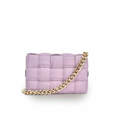 Apatchy London Women's Pink / Purple Lilac Padded Woven Leather Crossbody Bag With Gold Chain Strap