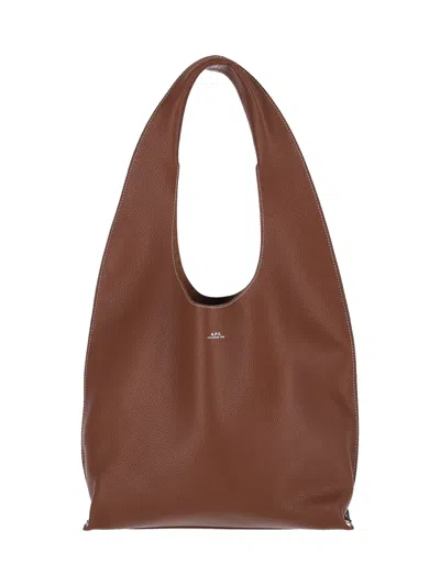 A.p.c. A. P.c. 100% Cow Leather Shoulder Bag In Brown