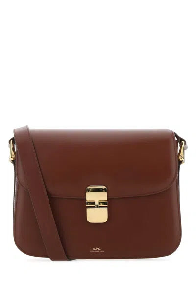 A.p.c. A. P.c. 24 Cm Bordeaux Leather Grace Crossbody Handbag In Burgundy