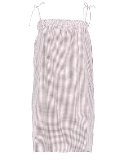 A.p.c. Checkered Dress Sleeveless Tie Shoulder Straps In Pink