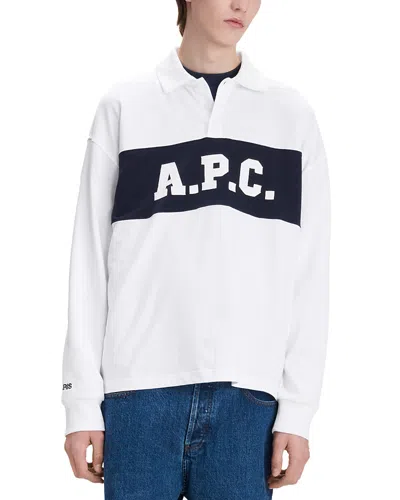 A.p.c. A. P.c. Logo-print Long-sleeve Polo Shirt In White