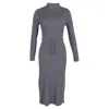 Apc A. P.c. Alma Roll-neck Knitted Dress In Grey Merino Wool In Grey