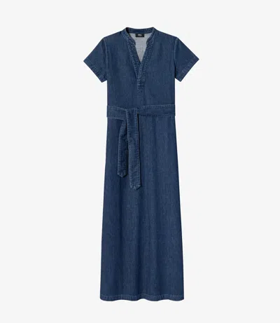 A.p.c. A. P.c. Annelie Dress 40 Indigo In Blue