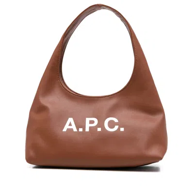A.p.c. A. P.c. Baby Ninon Logo-print Shoulder Bag In Brown