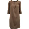 Apc A. P.c. Belted 3/4 Sleeve Dress In Brown Cotton In Brown