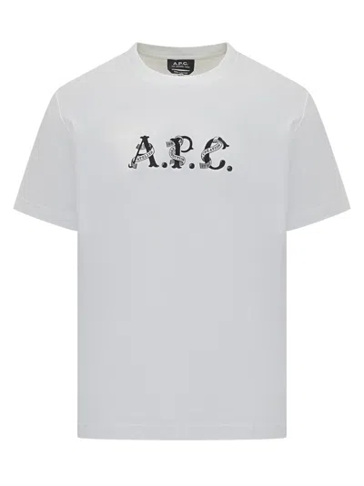 A.p.c. Apc A. P.c. Bianca T-shirt With Creative Logo Stamp Print In White