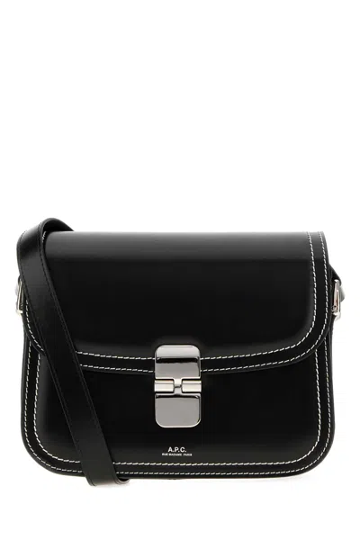 A.p.c. A. P.c. Black Leather Small Grace Shoulder Handbag
