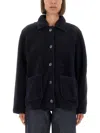 Apc Textured Fabric Coat Featuring Patch Pockets In Black