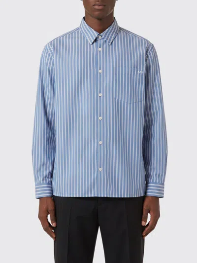 A.p.c. Striped Cotton Shirt In Blue