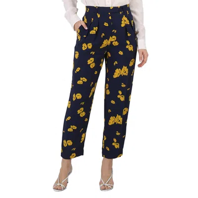 Apc A. P.c. Blue Flower Printed Pants In Black