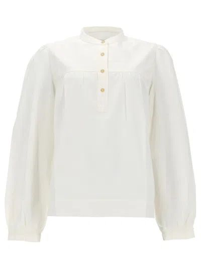 A.p.c. Neutrals Babydoll Puffed Sleeves Blouse In White