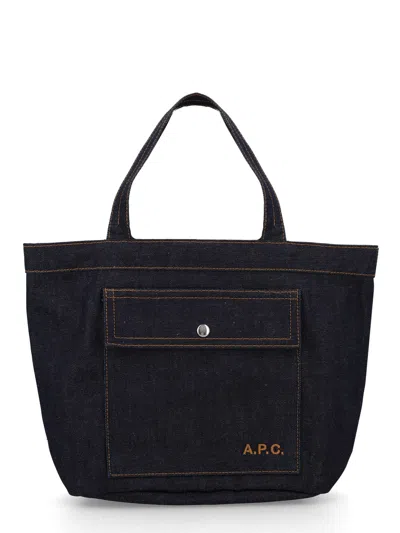 A.p.c. A. P.c. Borsa Tote "jade" In Blue