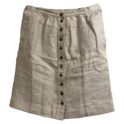 Apc A. P.c. Button-down Mini A-line Skirt In Beige Linen In Gray