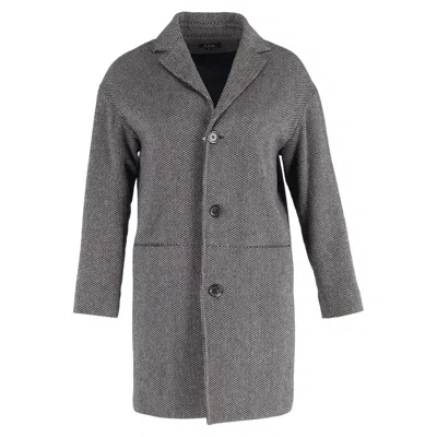 Apc A. P.c. Buttoned Tweed Coat In Black Wool