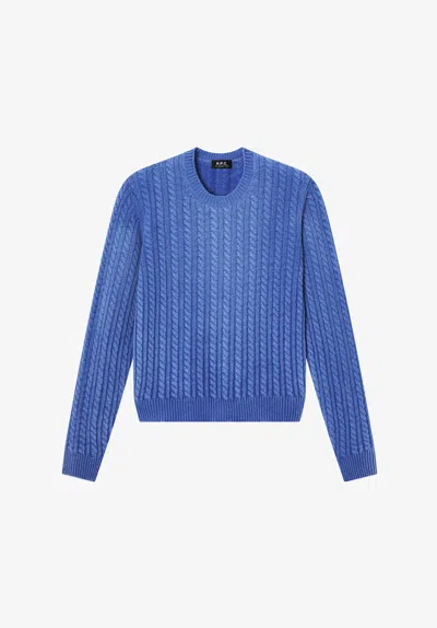 A.p.c. A. P.c. Cable-knit Sweater Xs Blue In Multi