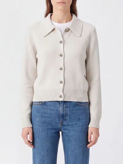 A.p.c. A. P.c. Cardigan In Wool And Cotton Blend With Classic Collar And Buttons In Neutral