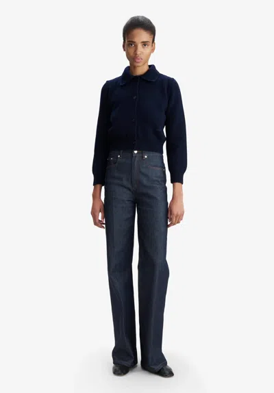 A.p.c. A. P.c. Cardigan With Polo Collar Xl Navy Blue