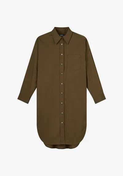 A.p.c. A. P.c. Carola Dress 42 Khaki Green