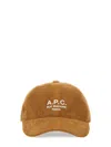 Apc A.p.c. Logo Printed Corduroy Cap In Brown
