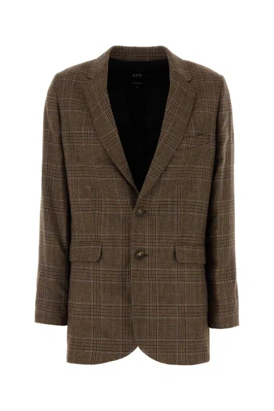 A.p.c. A. P.c. Checked Embroidered Wool Annie Blazer