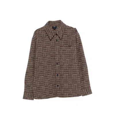 A.p.c. A. P.c. Checked Wool-blend Shirt In Brown