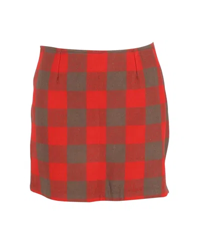 Apc A. P.c. Checkered Mini Skirt In Red Wool
