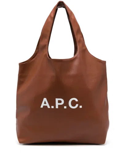 A.p.c. A. P.c. Chic Two-handle Bag With Logo And Inside Pocket - 27 Cm Height In Brown