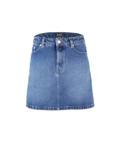 A.p.c. A. P.c. Chic Washed Mini Skirt In Washed Indigo
