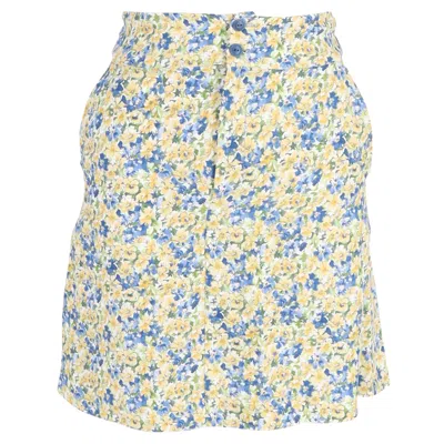 Apc A. P.c. Christa Crepe Mini Skirt In Floral Print Viscose In Blue
