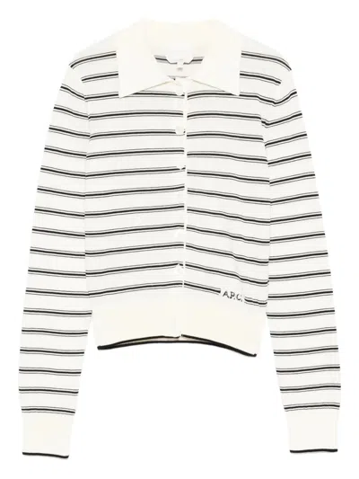 Apc A. P.c. Classic Collar Button-up Sweater - Size S In White