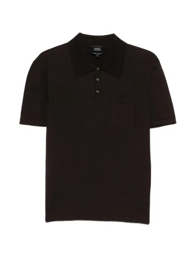 A.p.c. A. P.c. Classic Short-sleeved Polo Shirt With Chest Pocket In Brown