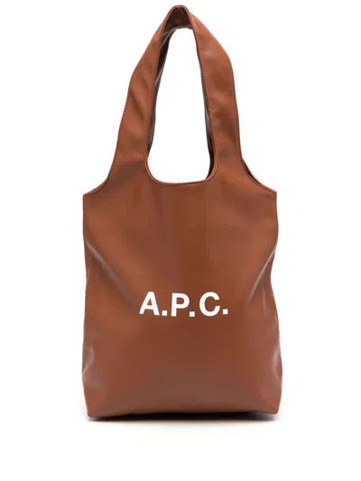 A.p.c. A. P.c. Classic Tote Bag - Height 53 Cm; Width 34 Cm; Depth 11 Cm In Marrone