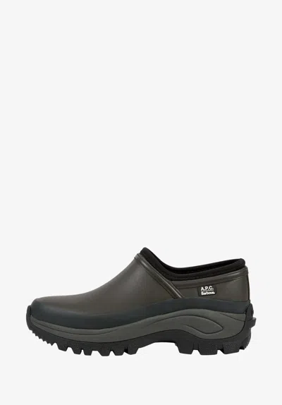 A.p.c. A. P.c. Clogs A. P.c X Barbour Us 8 Dark Green In Black
