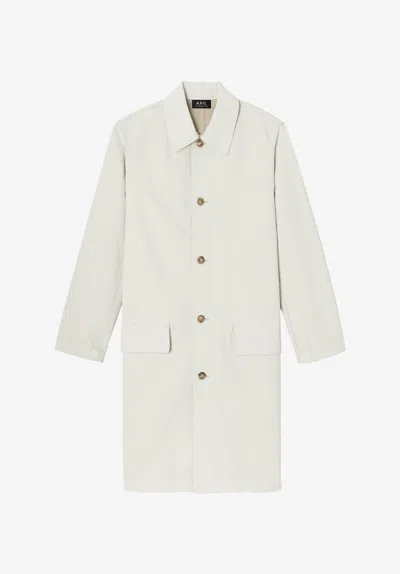A.p.c. A. P.c. Coated Canvas Overcoat Womens Xxl Off White In Neutral