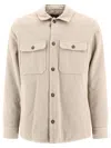 Apc Long Sleeved Buttoned Overshirt In Beige