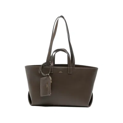 A.p.c. A. P.c. Contrast-stitching Leather Tote Bag In Green