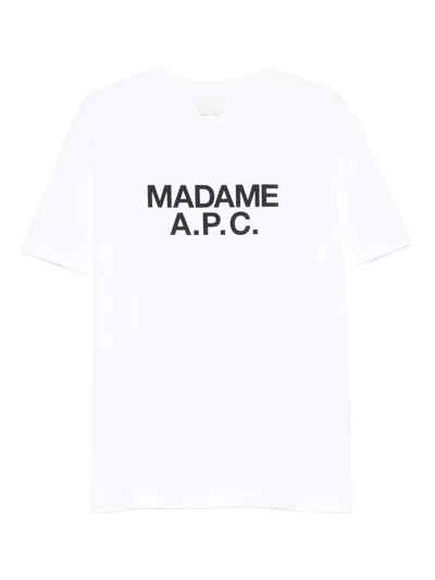 A.p.c. A. P.c. Cotton Crew Neck T-shirt With Front Logo Print In Bianco