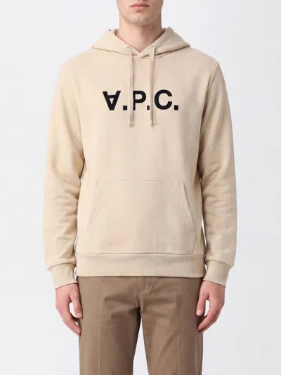 A.p.c. A. P.c. Cotton Logo Hoodie With Kangaroo Pocket In Neutral