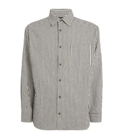 Apc A. P.c. Cotton Striped Shirt In Black