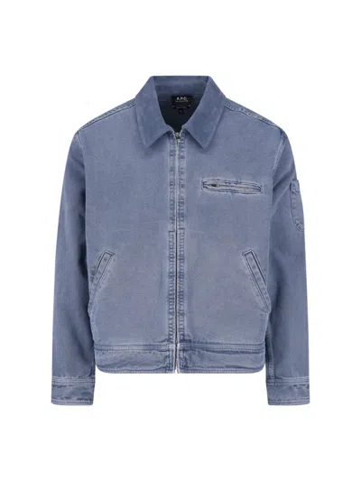 A.p.c. A. P.c. Cotton Zip Front Jacket In Blue