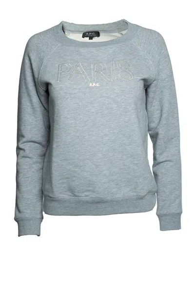 Apc A. P.c., Crewneck Sweater In Grey With Paris Print In Gray