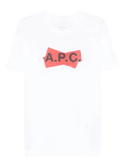 A.p.c. A. P.c. Crewneck T-shirt With Front Print For Men In White